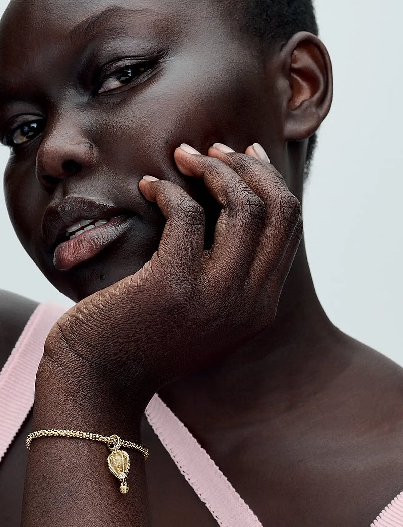 Pandora - Air balloon 14k gold-plated dangle with glittery transparent Murano glass and clear cubic zirconia - hängen & berlocker - clear - 0