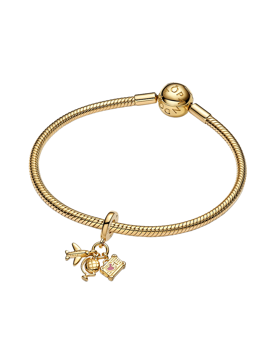 Pandora - Airplane, globe and suitcase 14k - pink - 3