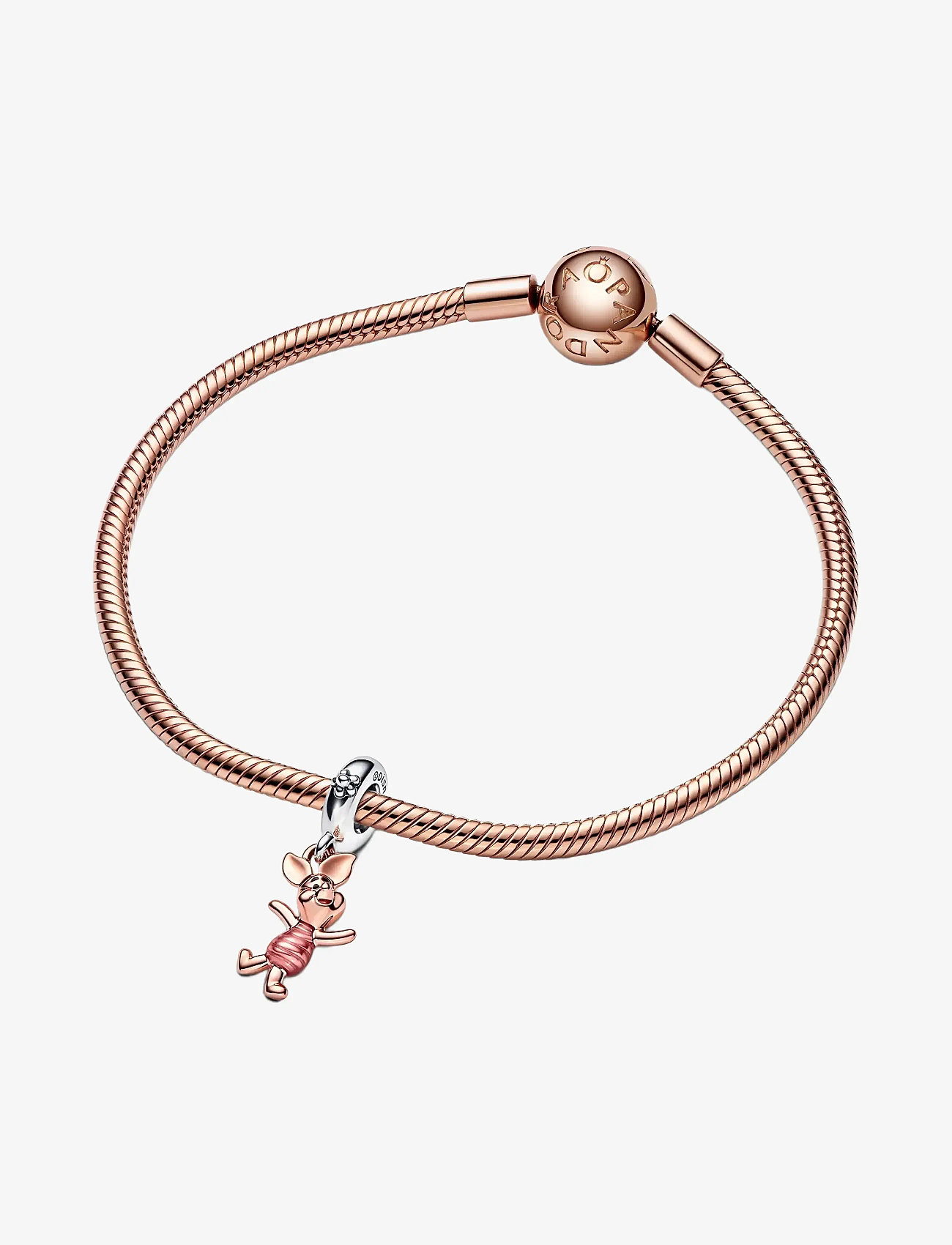 Pandora - Disney Piglet sterling silver and 14k rose gold-plated dangle with transparent pink and black enamel - hängen & berlocker - pink - 3