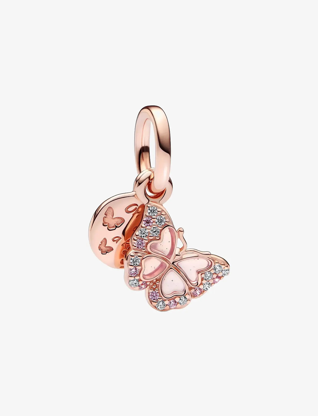 Pandora - Butterfly 14k rose gold-plated dangle with fancy fairy tale pink and clear cubic zirconia, transpare - hängen & berlocker - pink - 1