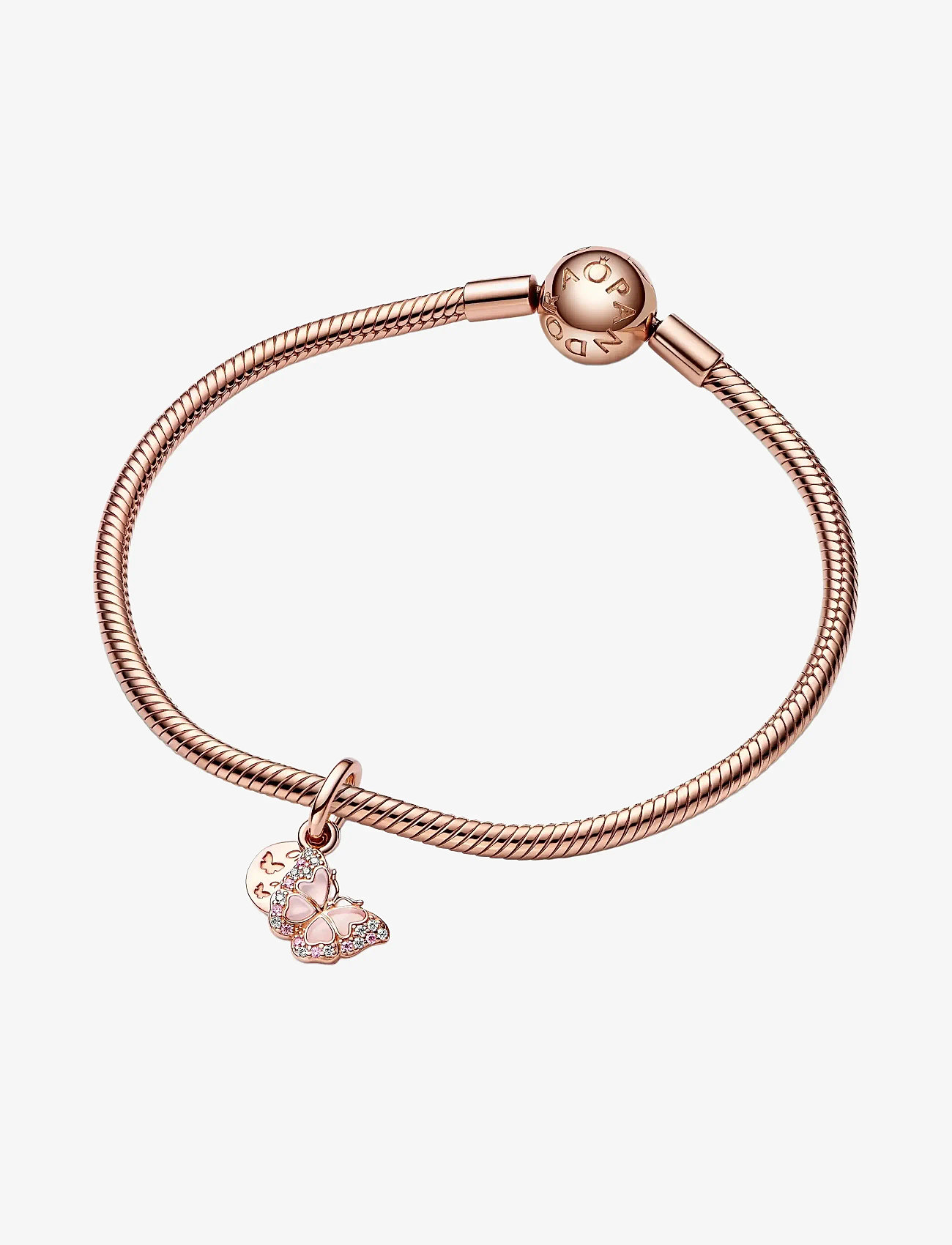 Pandora - Butterfly 14k rose gold-plated dangle with fancy fairy tale pink and clear cubic zirconia, transpare - hängen & berlocker - pink - 2