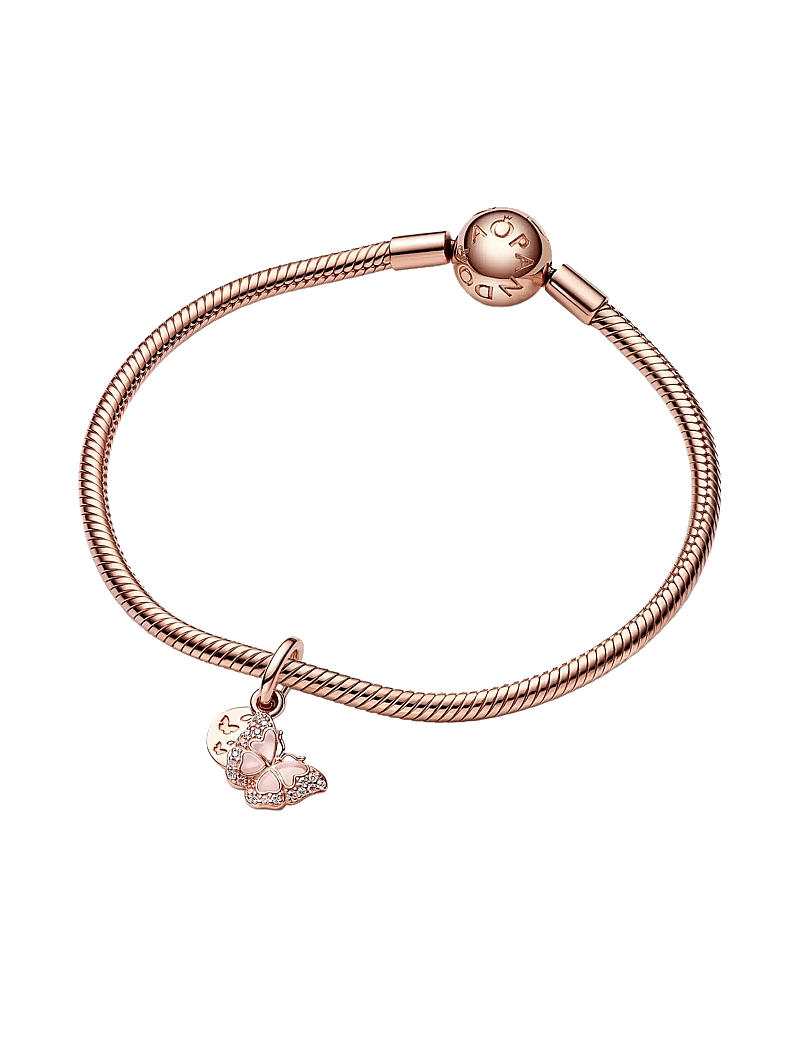 Pandora - Butterfly 14k rose gold-plated dangle with fancy fairy tale pink and clear cubic zirconia, transpare - ripatsid - pink - 2