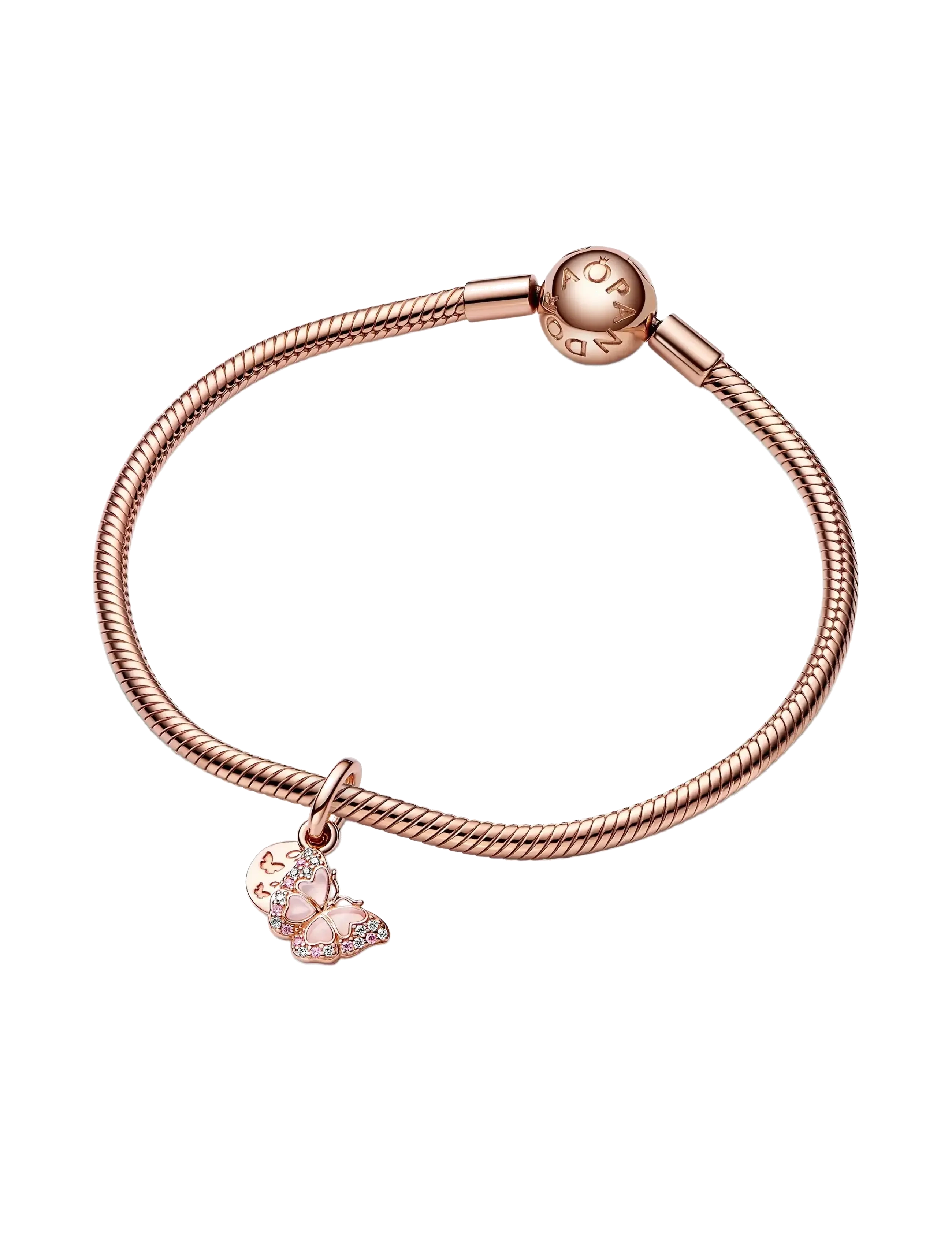 Pandora - Butterfly 14k rose gold-plated dangle with fancy fairy tale pink and clear cubic zirconia, transpare - pendentifs - pink - 2