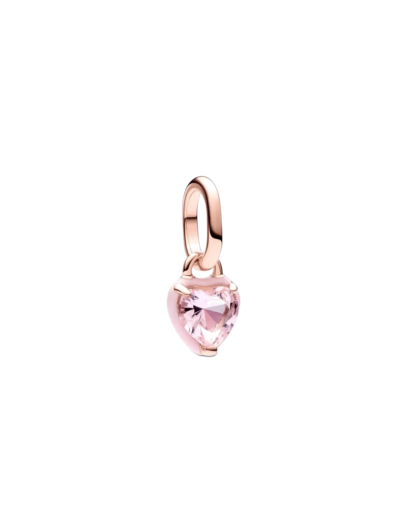 Pandora Heart 14k rose gold-plated mini dangle with orchid pink crystal and pink enamel - Charms - PINK / pink/rose
