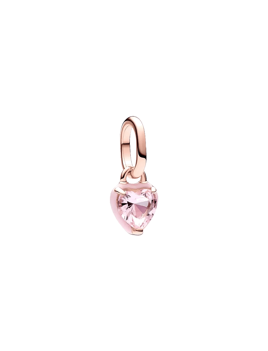 Pandora - Heart 14k rose gold-plated mini dangle with orchid pink crystal and pink enamel - pendentifs - pink - 1