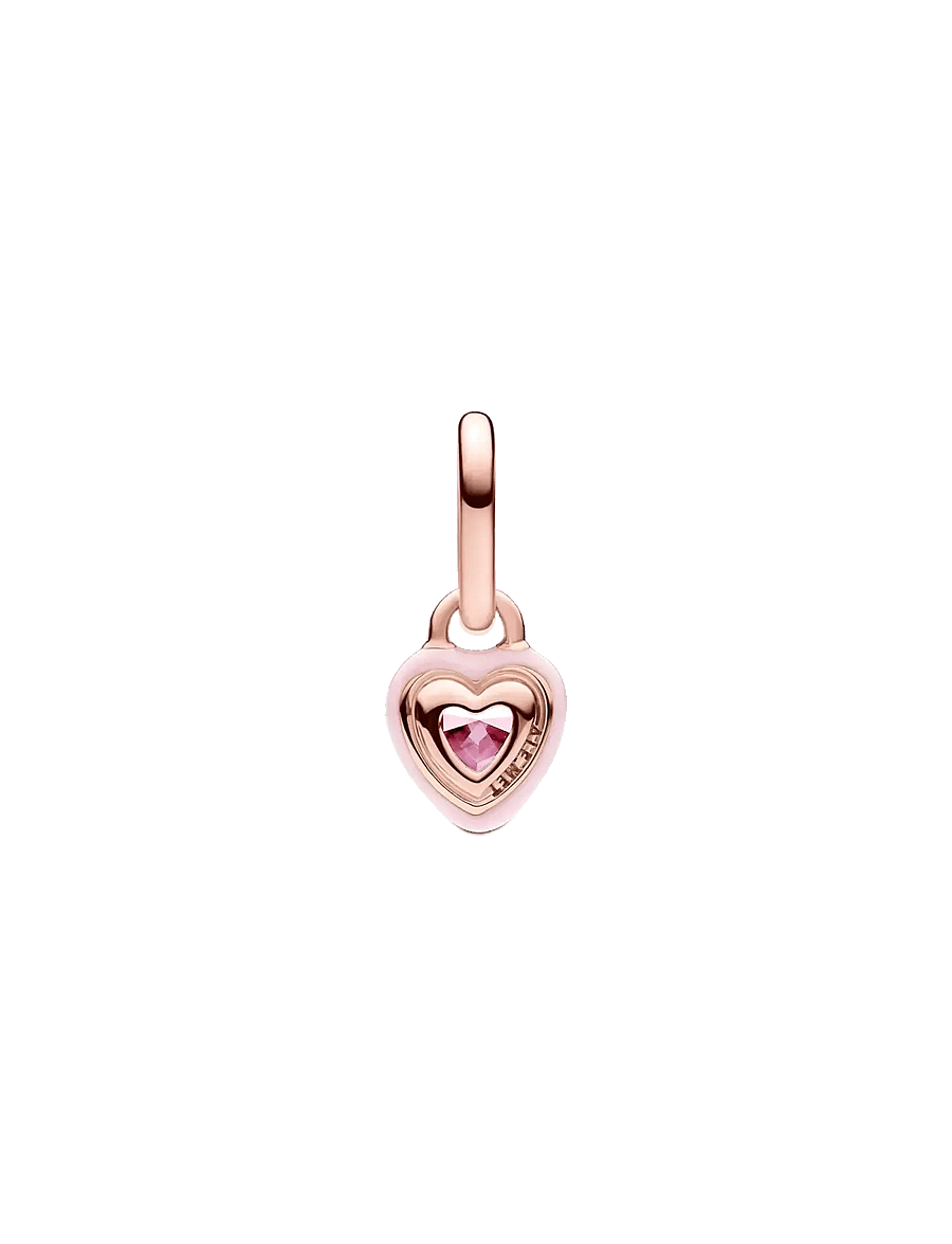 Pandora - Heart 14k rose gold-plated mini dangle with orchid pink crystal and pink enamel - pendentifs - pink - 2