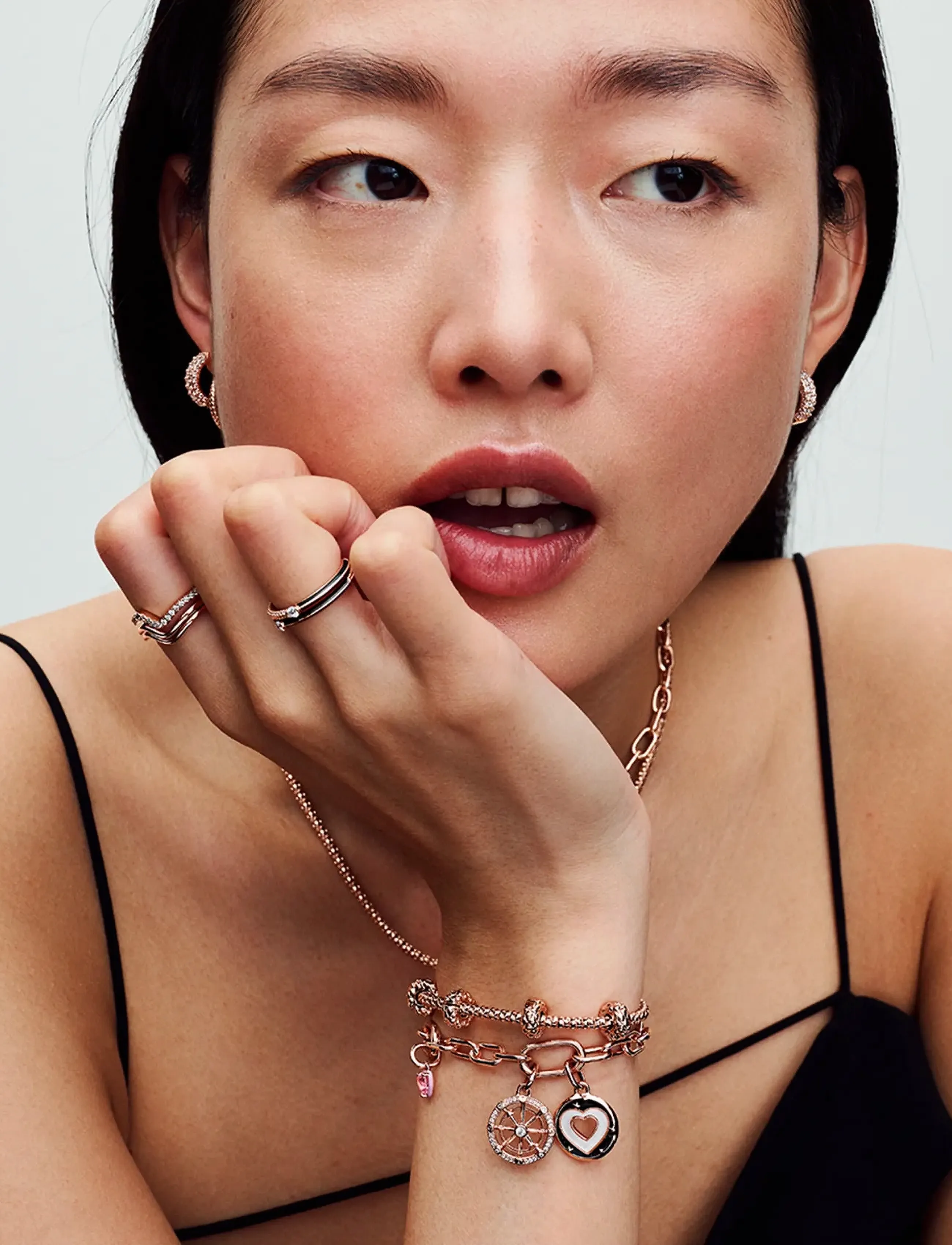 Pandora Heart 14K Rose Gold-Plated Mini Dangle With Orchid Pink Crystal And Enamel, One Size, Jewellery, Rosa - Pendants, Frauen