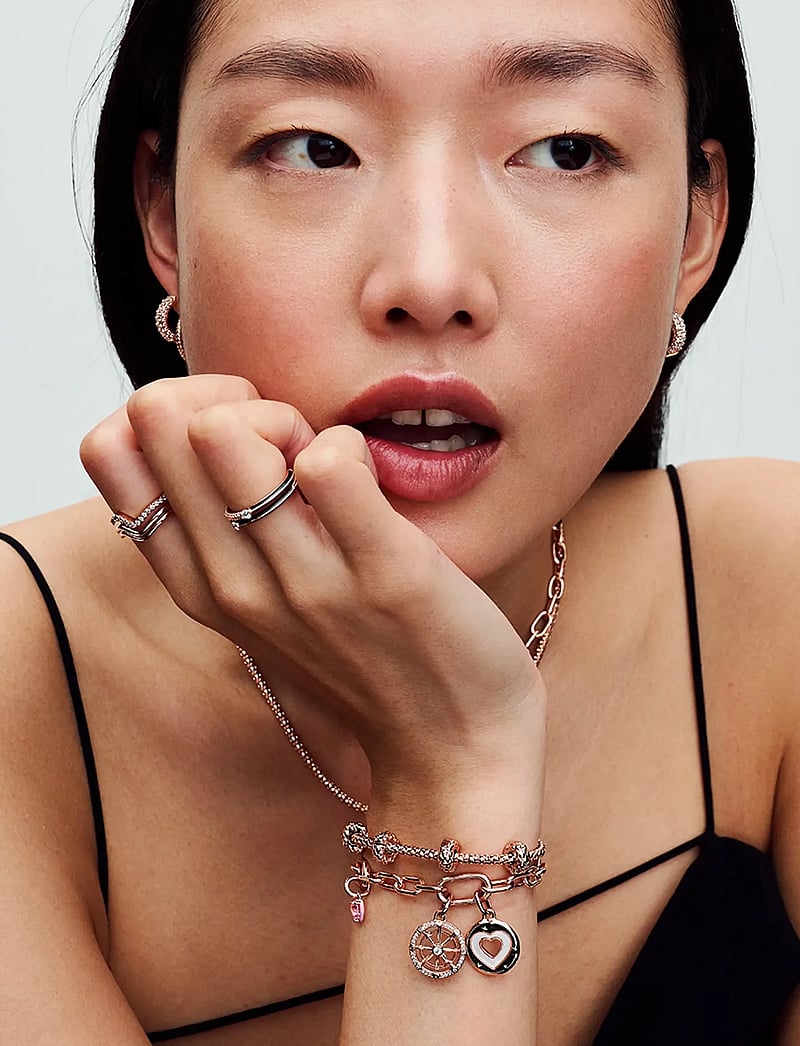 Pandora - Heart 14k rose gold-plated mini dangle with orchid pink crystal and pink enamel - anhänger - pink - 0