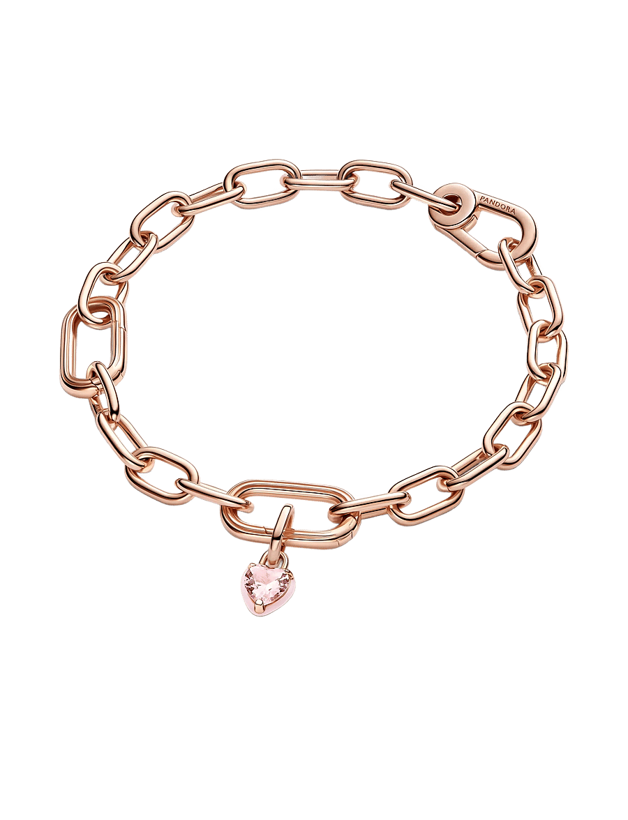Pandora - Heart 14k rose gold-plated mini dangle with orchid pink crystal and pink enamel - pendentifs - pink - 3