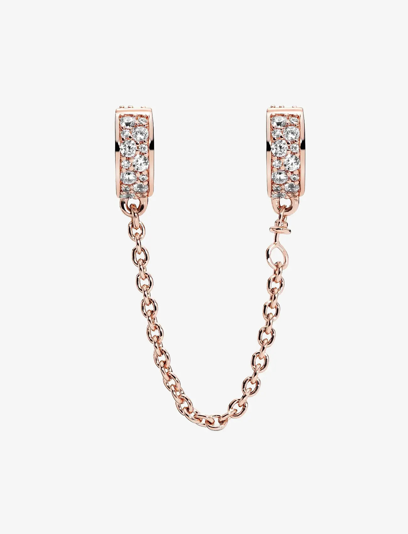 Pandora - 14k Rose gold-plated safety chain with clear cubic zirconia and silicone grip - hängen & berlocker - no color - 1