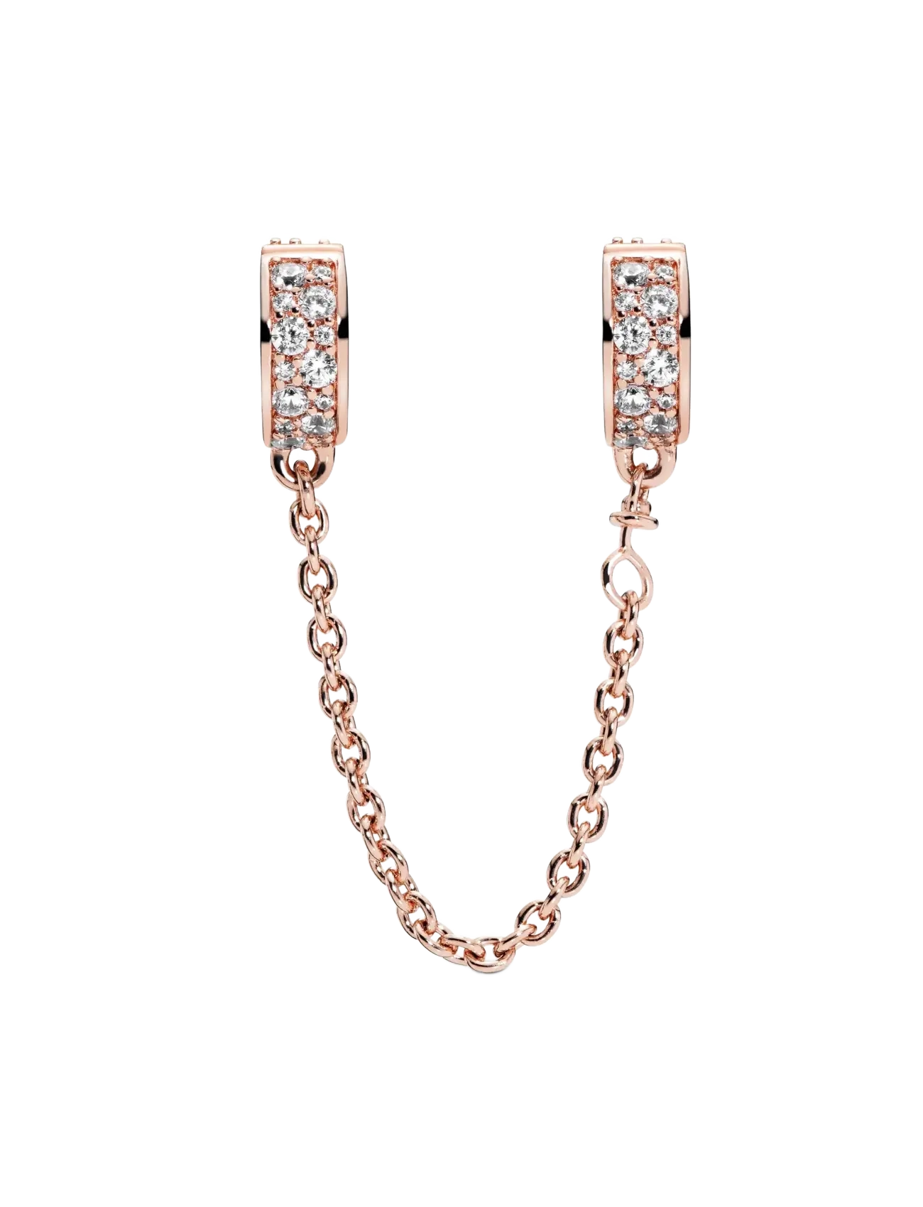 14k Rose gold-plated safety chain with clear cubic zirconia and silicone grip - NO COLOR