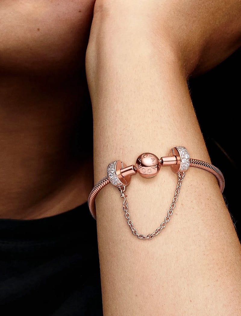 Pandora - 14k Rose gold-plated safety chain with clear cubic zirconia and silicone grip - hängen & berlocker - no color - 2