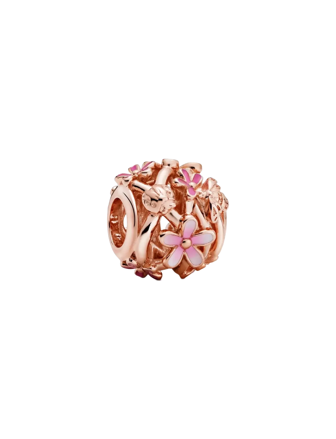 Pandora Daisy 14k rose gold-plated charm with shaded pink enamel - Nyheder - PINK / pink/rose