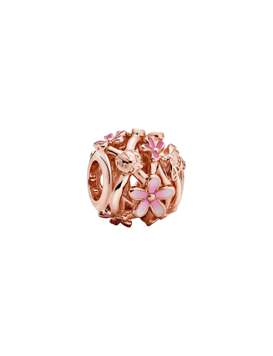 Pandora - Daisy 14k rose gold-plated charm with shaded pink enamel - pendentifs - pink - 1