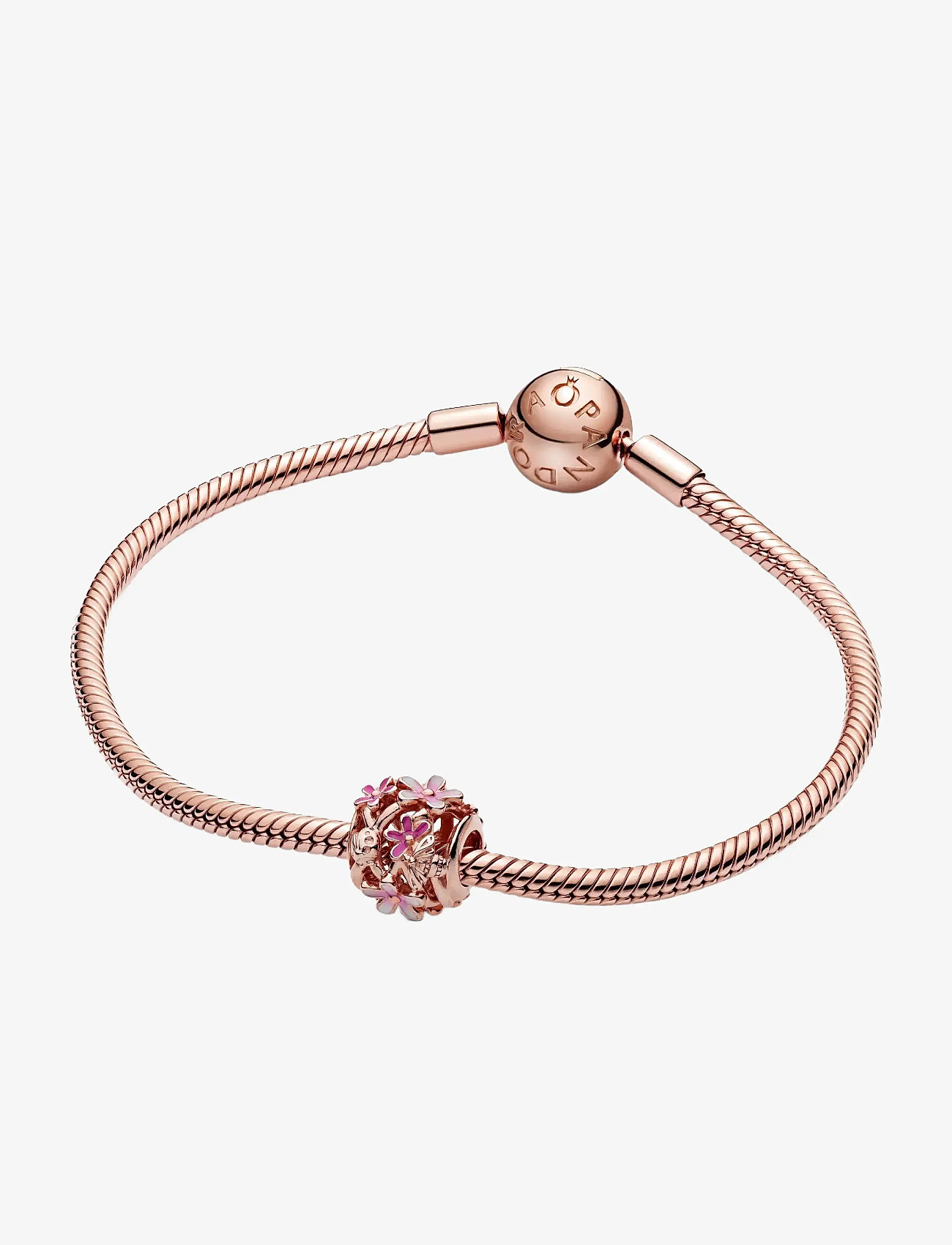Pandora Daisy 14k Rose Gold-plated Charm With Shaded Pink Enamel