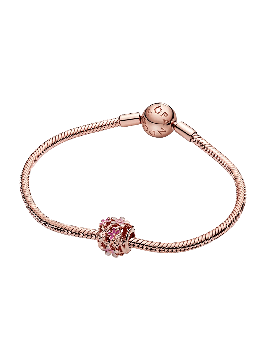 Pandora - Daisy 14k rose gold-plated charm with shaded pink enamel - pendentifs - pink - 2