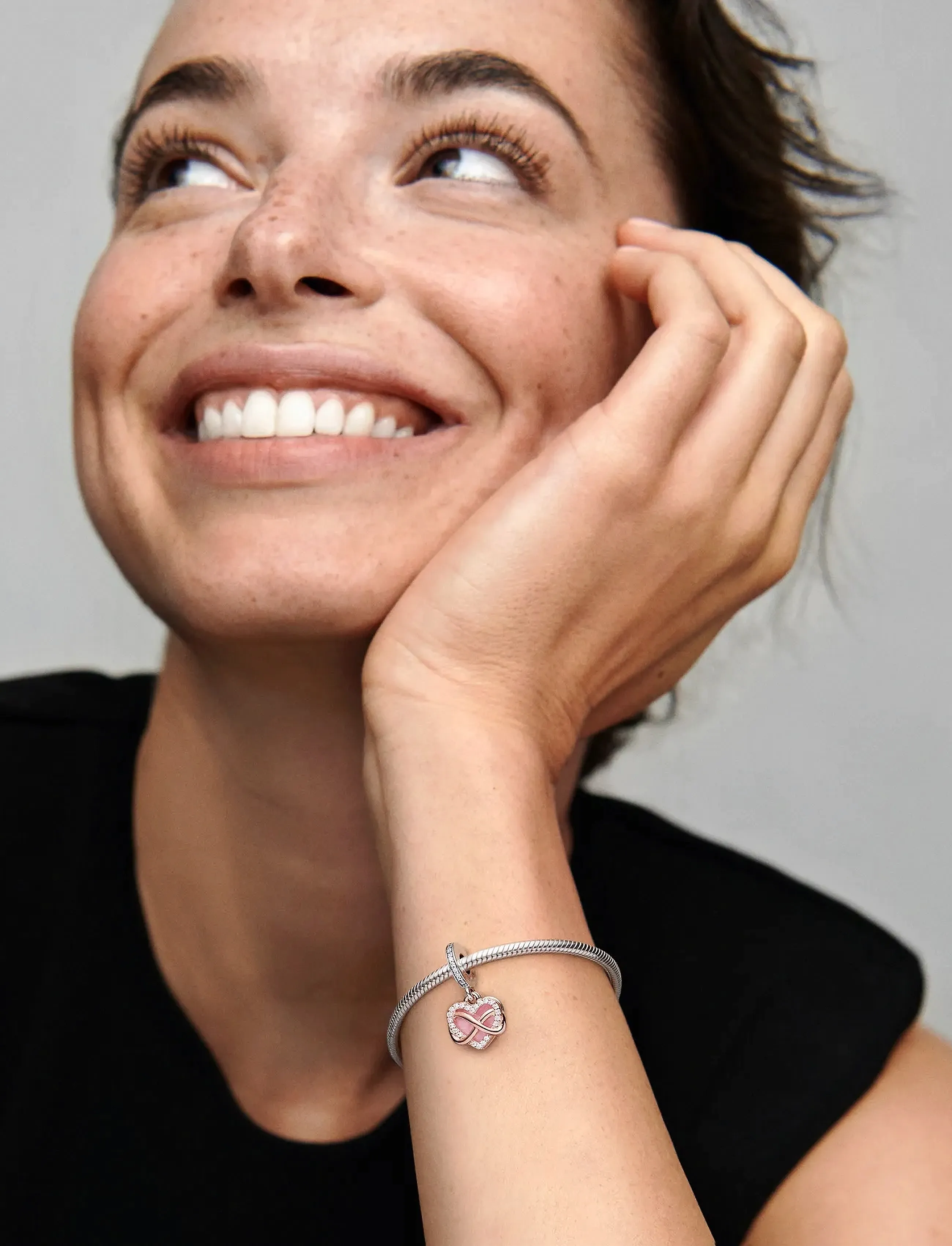 Pandora Infinity Heart 14K Rose Gold-Plated And Sterling Silver Dangle With Clear Cubic Zirconia Pink En, One Size, Jewellery, Silber - Pendants, Frau