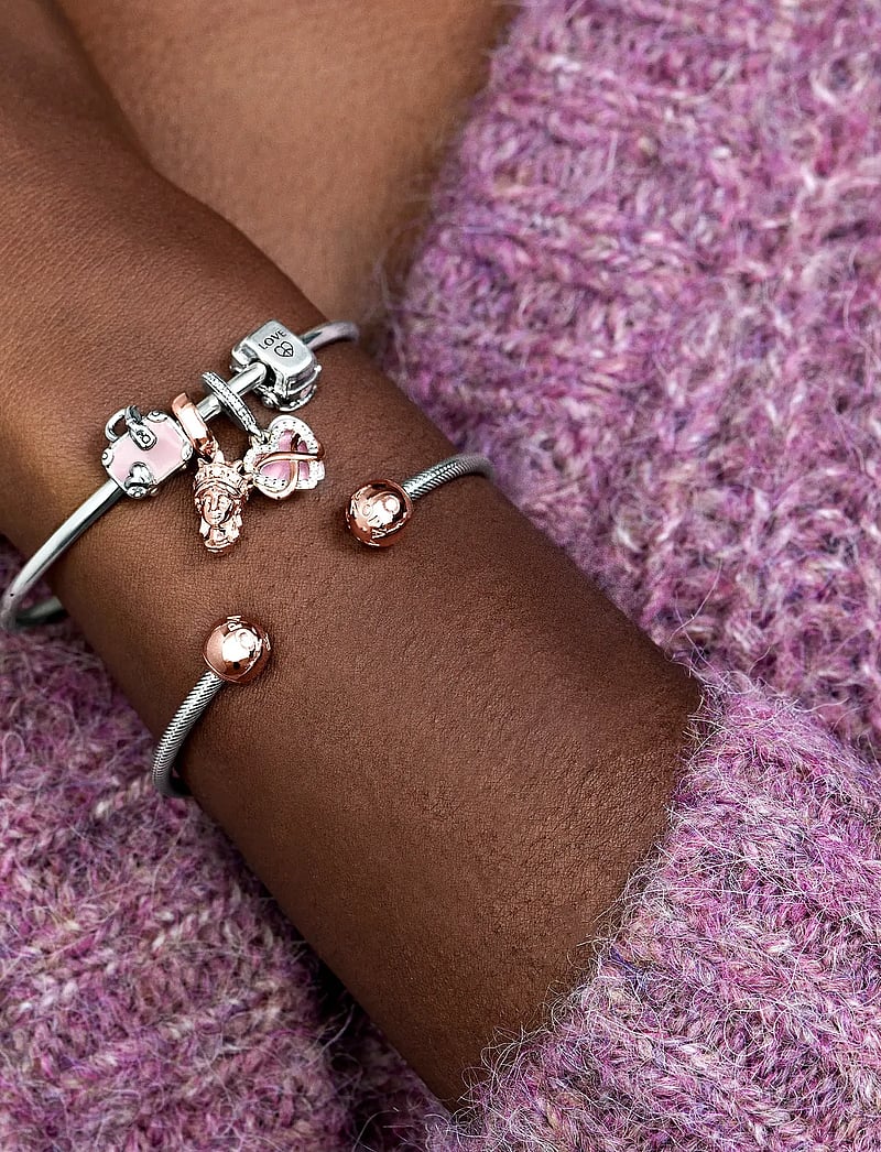 Pandora - Infinity heart 14k rose gold-plated and sterling silver dangle with clear cubic zirconia and pink en - ripatsid - pink - 4