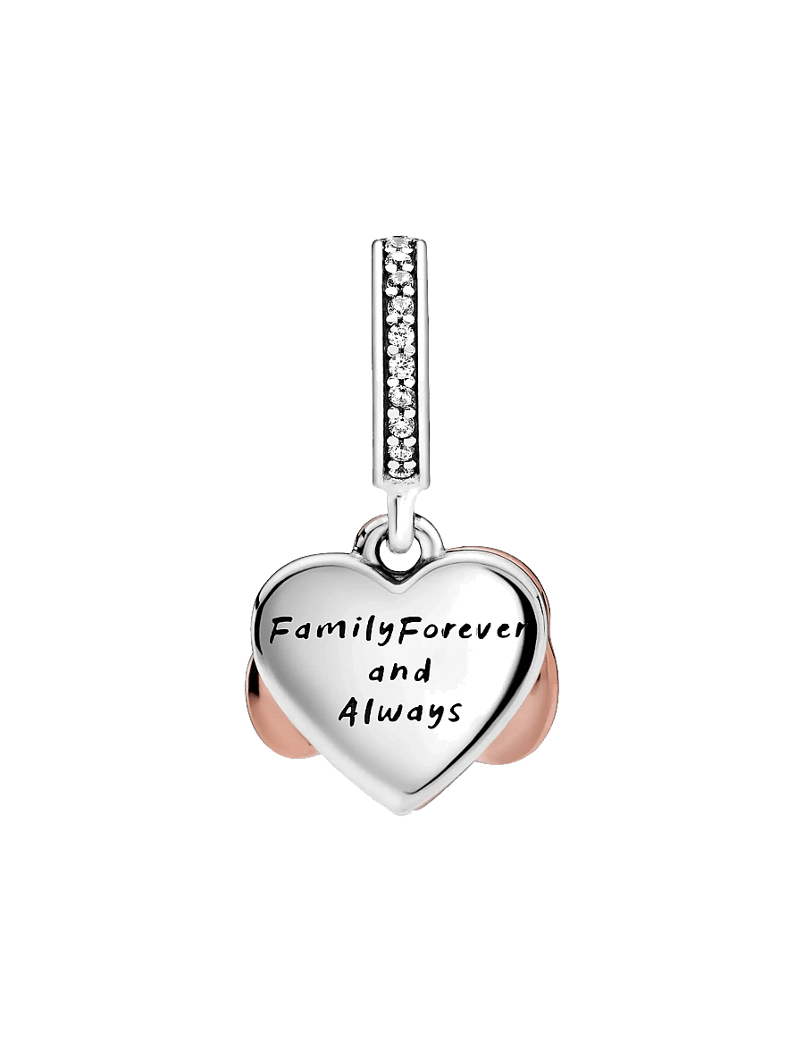Pandora - Infinity heart 14k rose gold-plated and sterling silver dangle with clear cubic zirconia and pink en - pink - 3