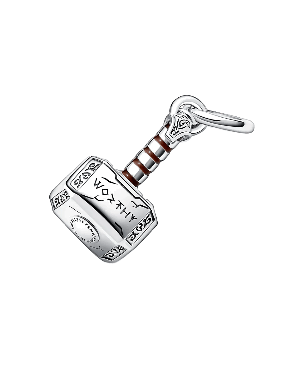 Pandora - Marvel Thors Hammer sterling silver dangle with brown enamel - hangers - brown - 2