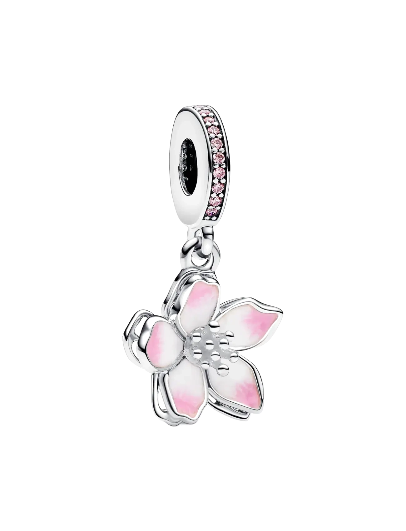 Pandora Movable cherry blossom sterling silver dangle with fancy pink cubic zirconia and shaded pink enamel - Charms - PINK / pink/rose