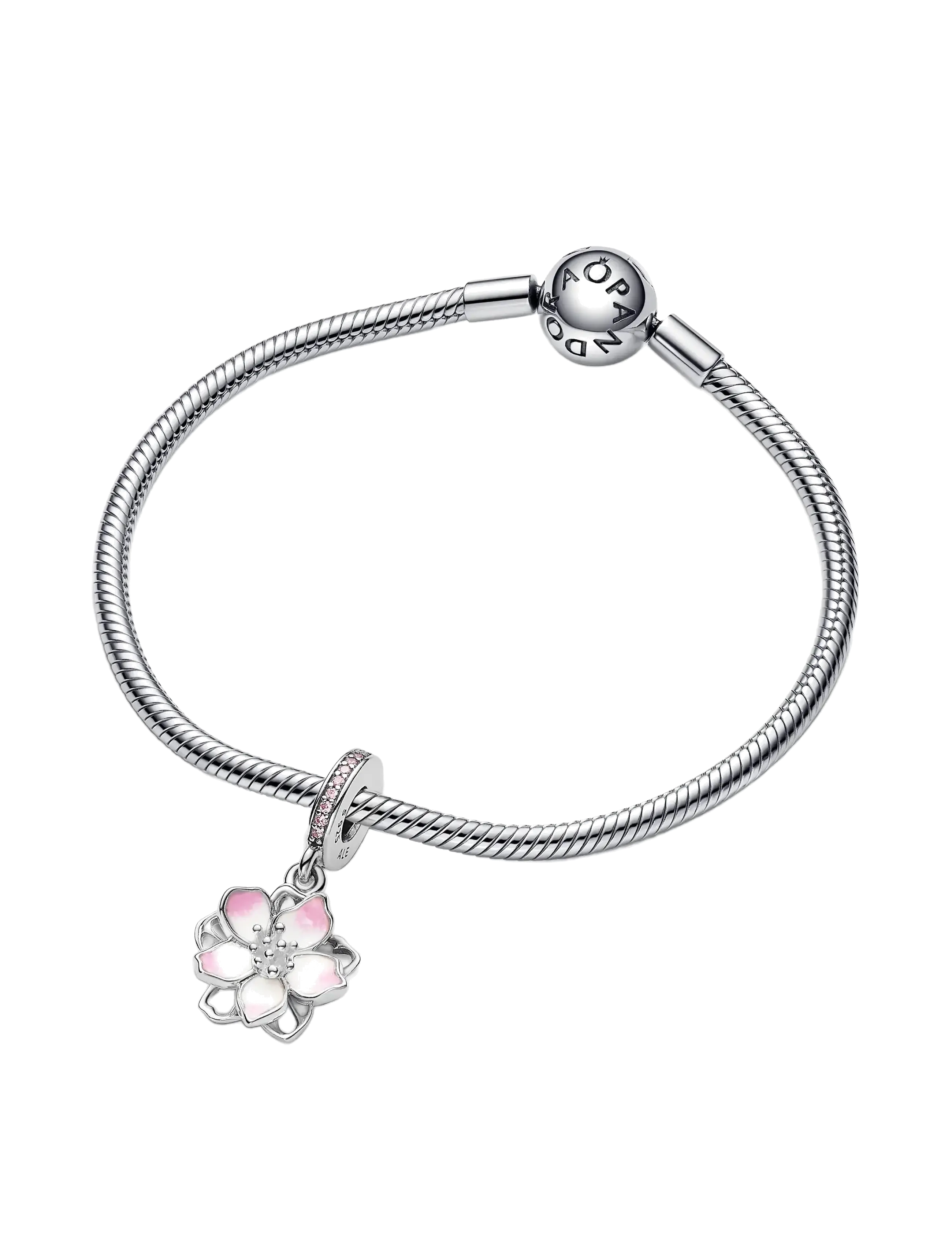 Pandora - Movable cherry blossom sterling silver dangle with fancy pink cubic zirconia and shaded pink enamel - pendentifs - pink - 2