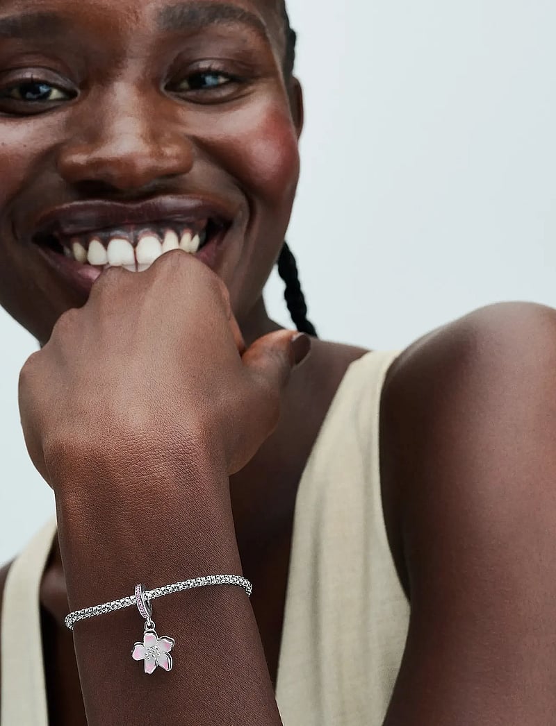 Pandora - Movable cherry blossom sterling silver dangle with fancy pink cubic zirconia and shaded pink enamel - hängen & berlocker - pink - 0