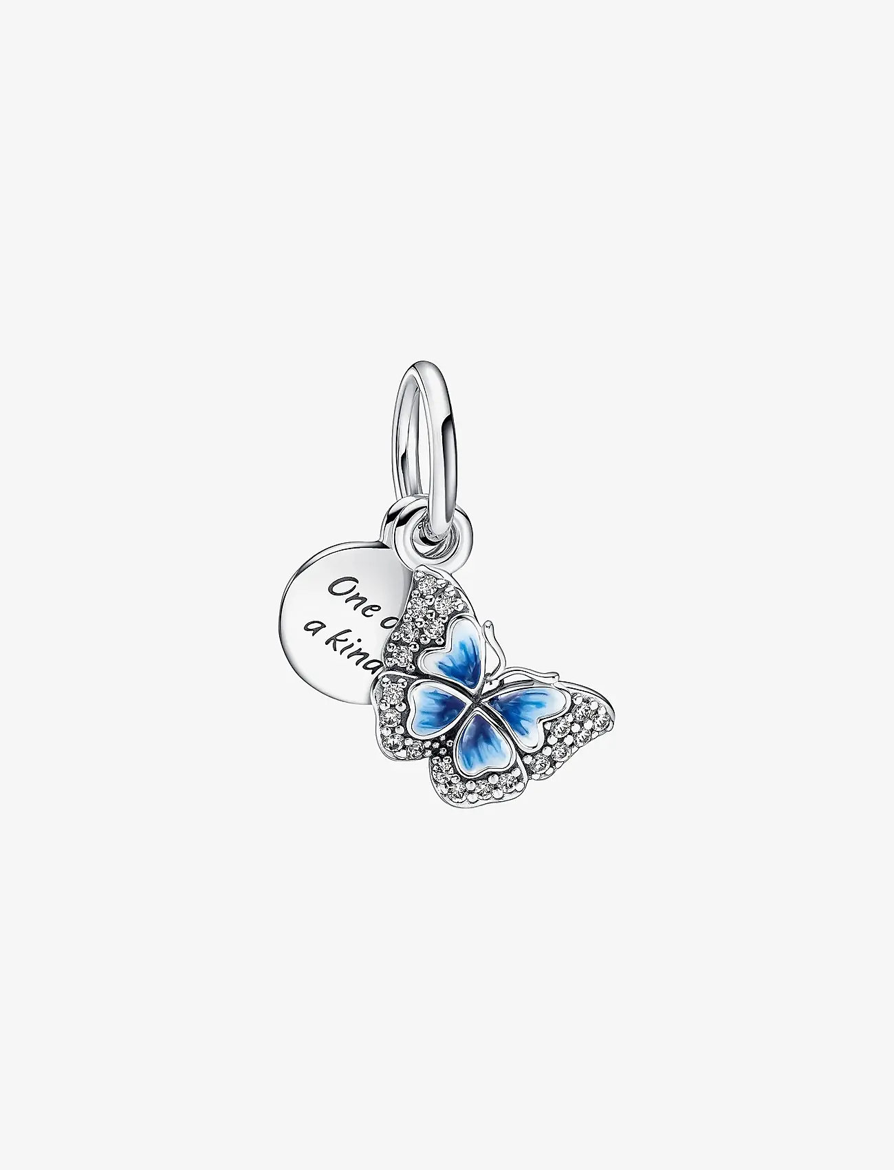 Pandora - Butterfly sterling silver dangle with clear cubic zirconia, shaded blue and white enamel - pendants - blue - 1
