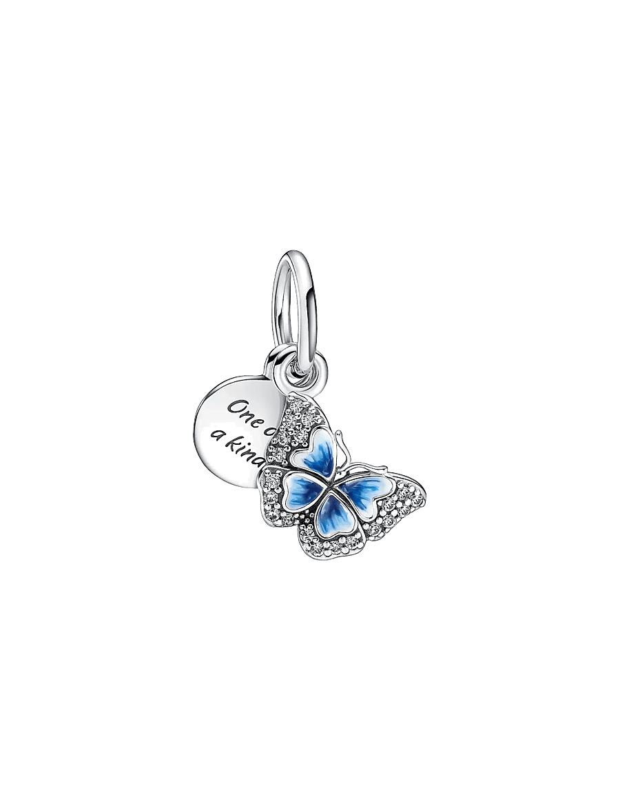 Pandora - Butterfly sterling silver dangle with clear cubic zirconia, shaded blue and white enamel - pendentifs - blue - 1