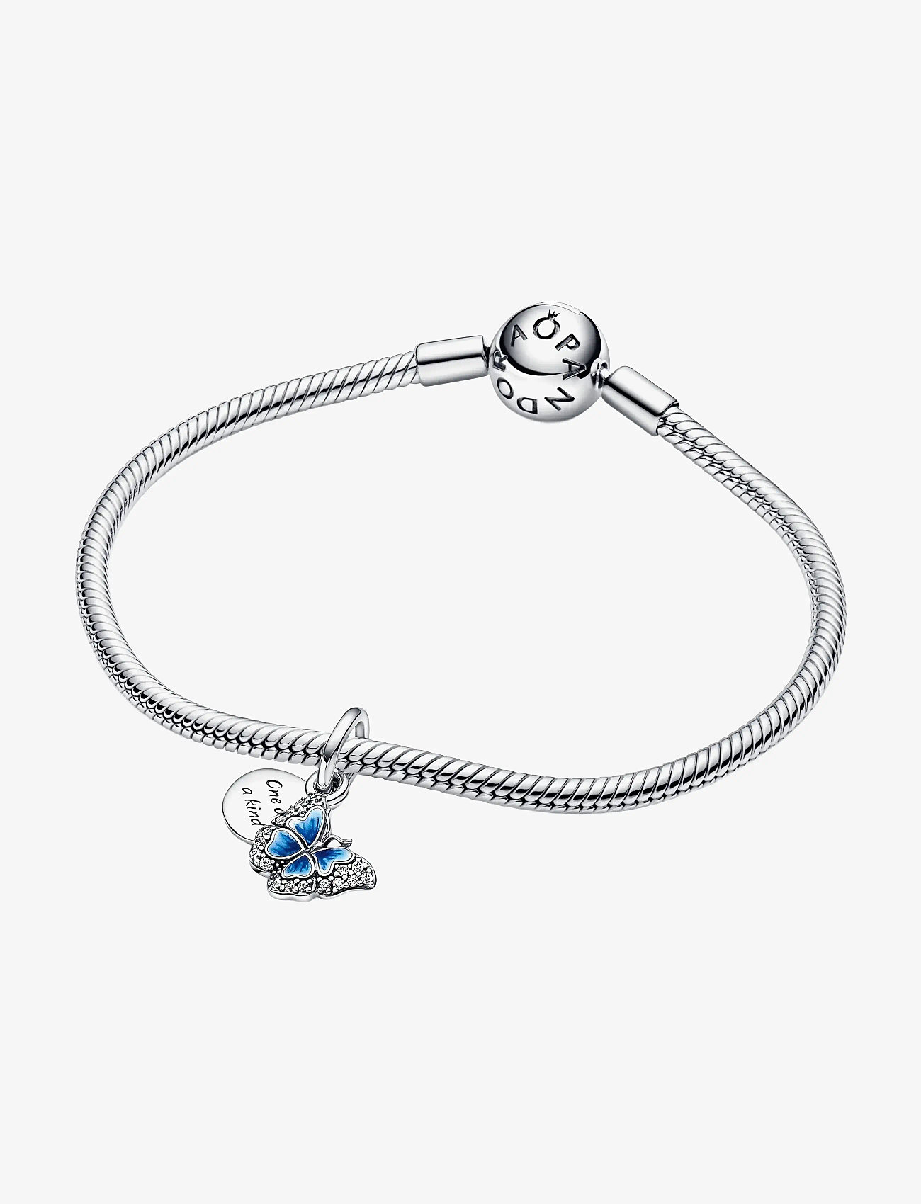 Pandora - Butterfly sterling silver dangle with clear cubic zirconia, shaded blue and white enamel - pendants - blue - 2
