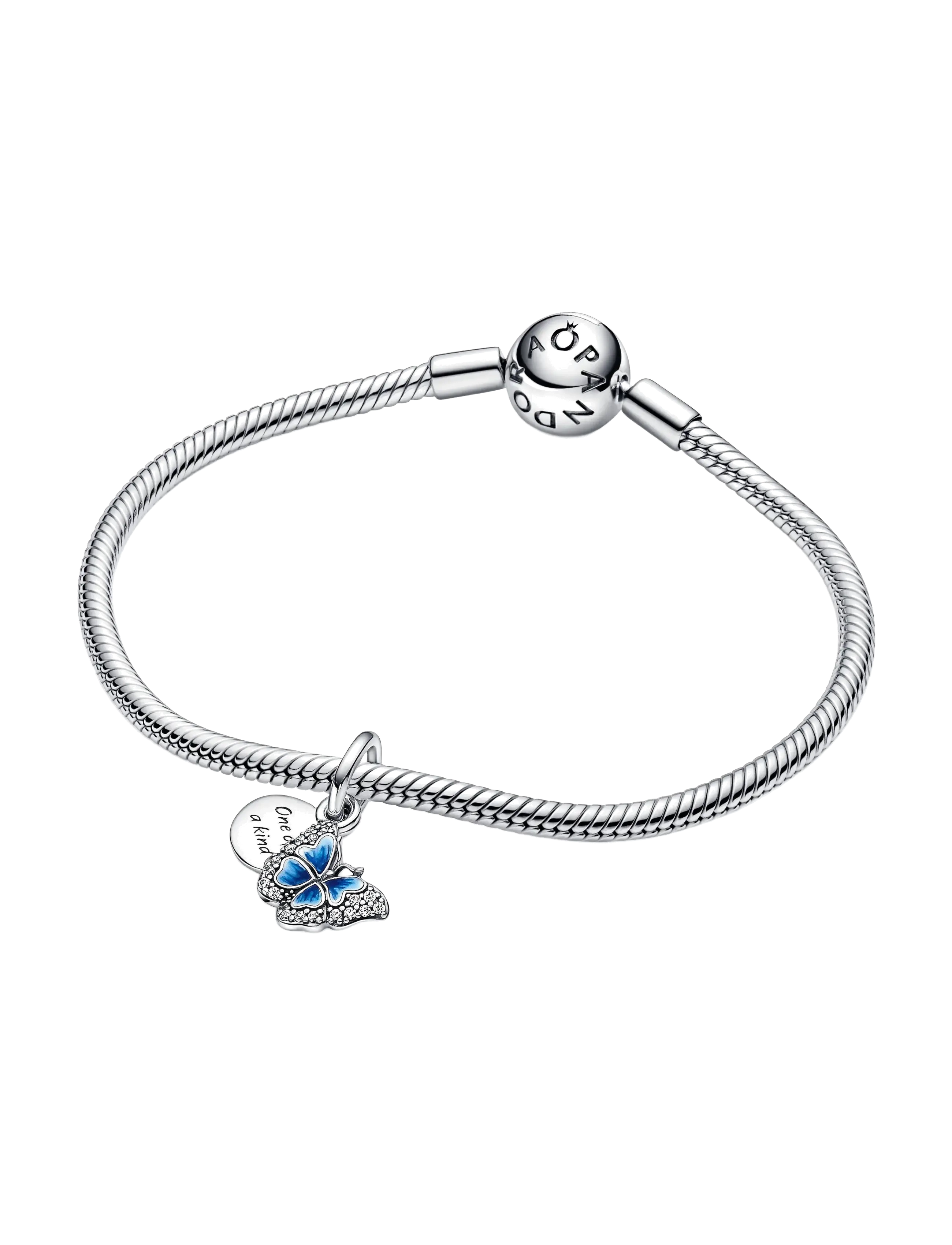 Pandora - Butterfly sterling silver dangle with clear cubic zirconia, shaded blue and white enamel - pendentifs - blue - 2