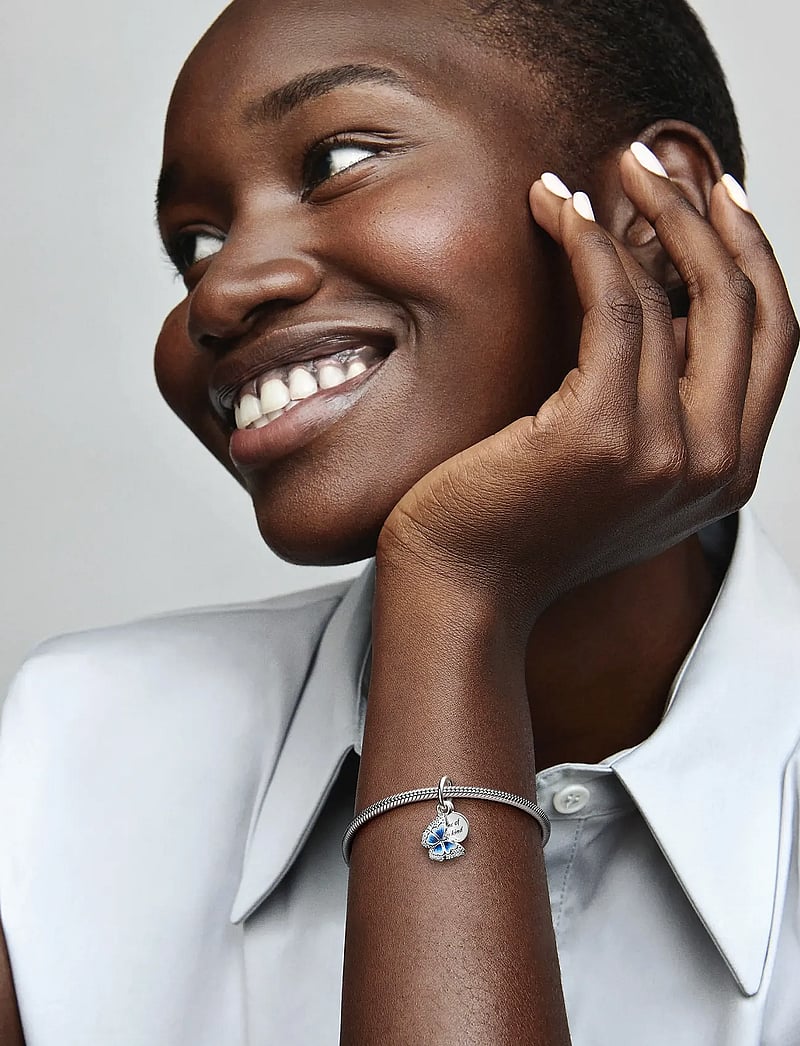 Pandora - Butterfly sterling silver dangle with clear cubic zirconia, shaded blue and white enamel - hängen & berlocker - blue - 0