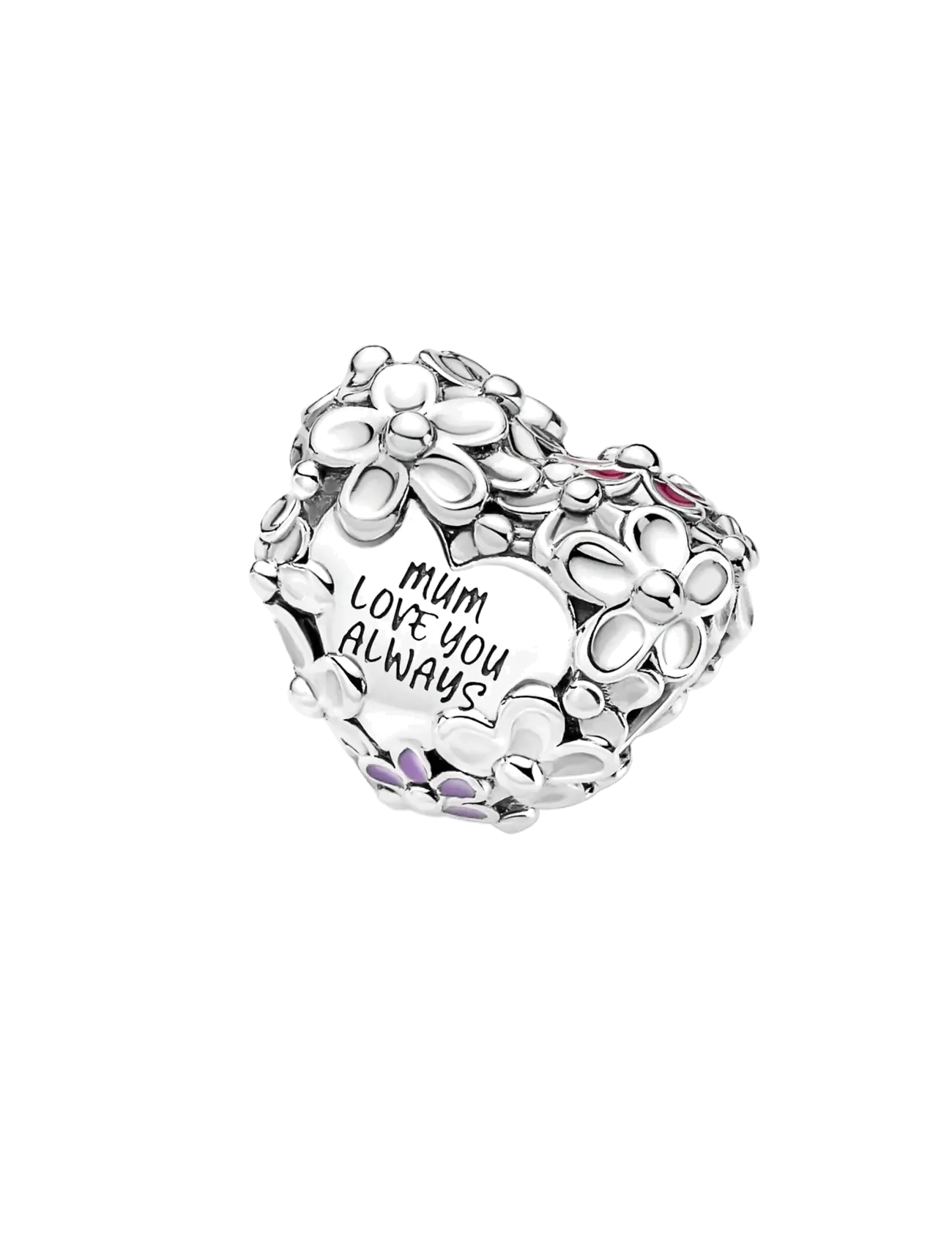 Heart Sterling Silver Charm With Pink And Violet Enamel 3