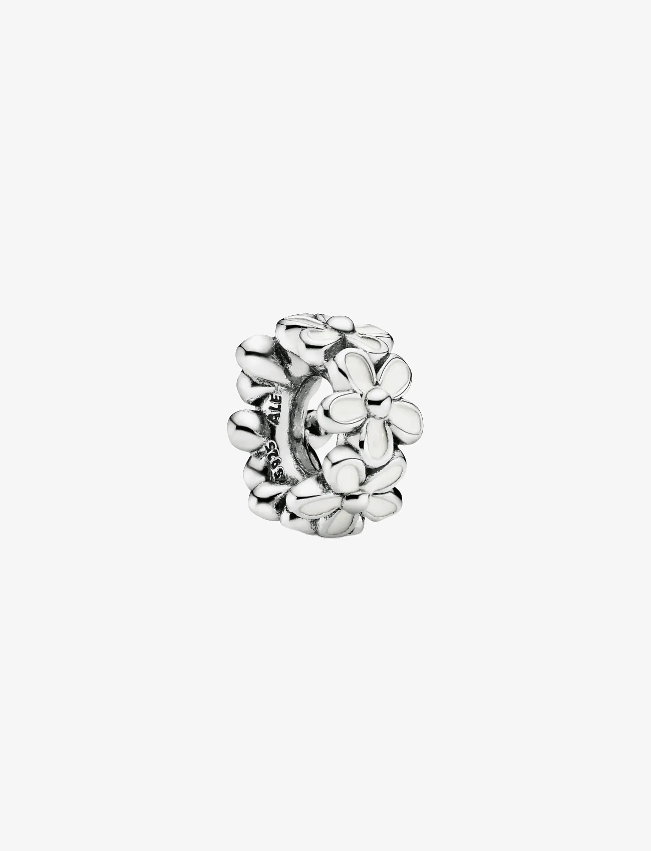 Pandora - Daisy silver spacer with white enamel - anhänger - white - 1