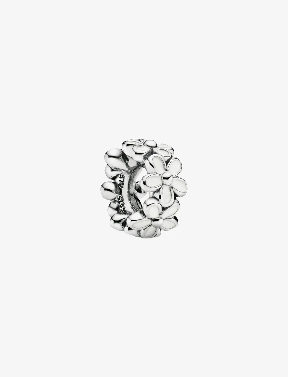 Pandora - Daisy silver spacer with white enamel - anhänger - white - 1