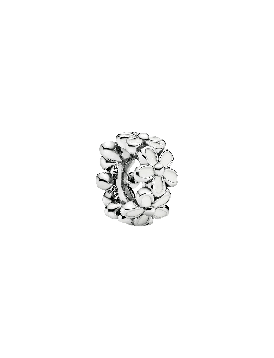 Pandora - Daisy silver spacer with white enamel - anhänger - white - 1