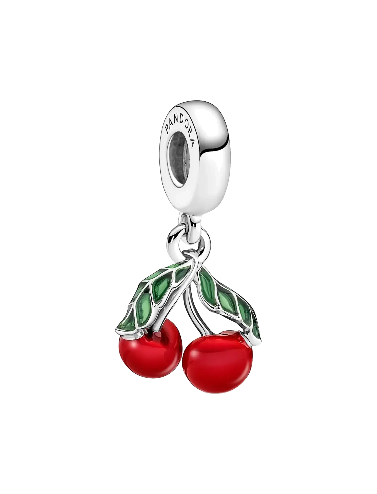 Pandora Cherry sterling silver dangle with green and red enamel - Charms - RED / silver
