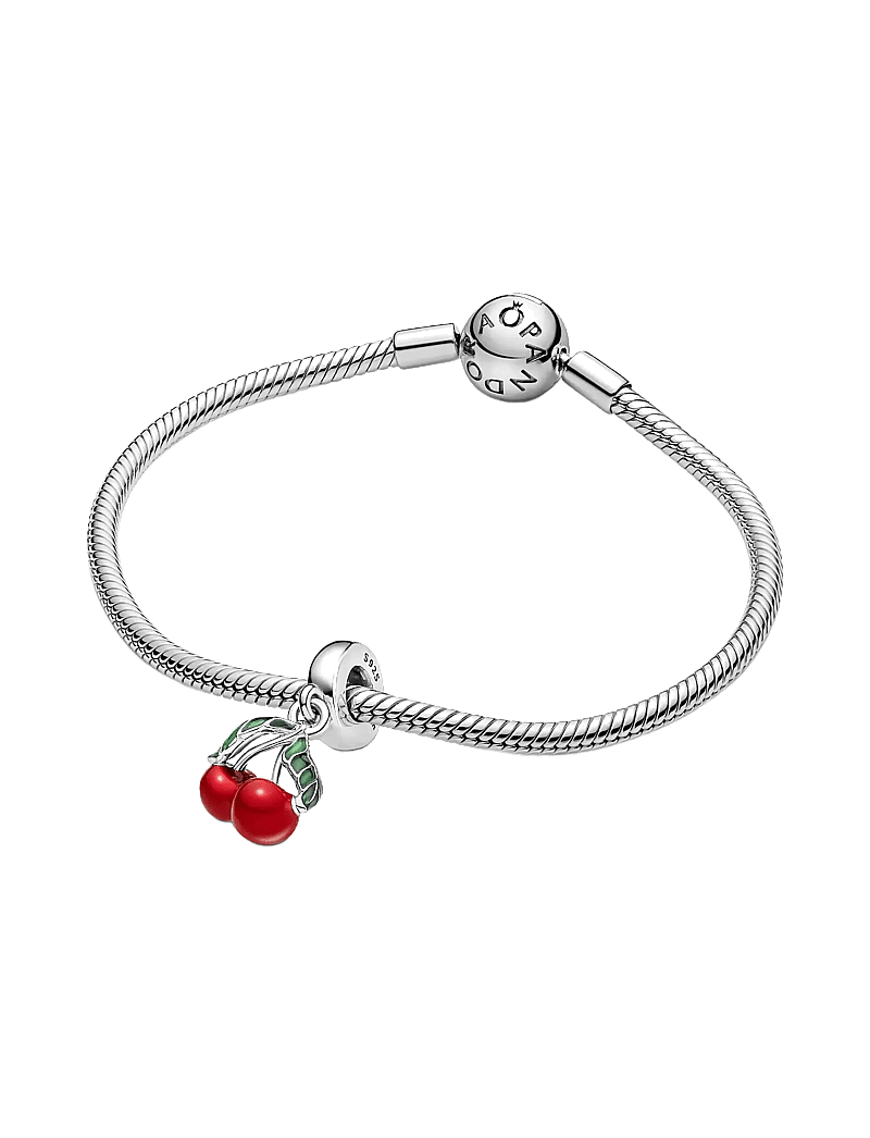 Pandora - Cherry sterling silver dangle with green and red enamel - anhänger - red - 2