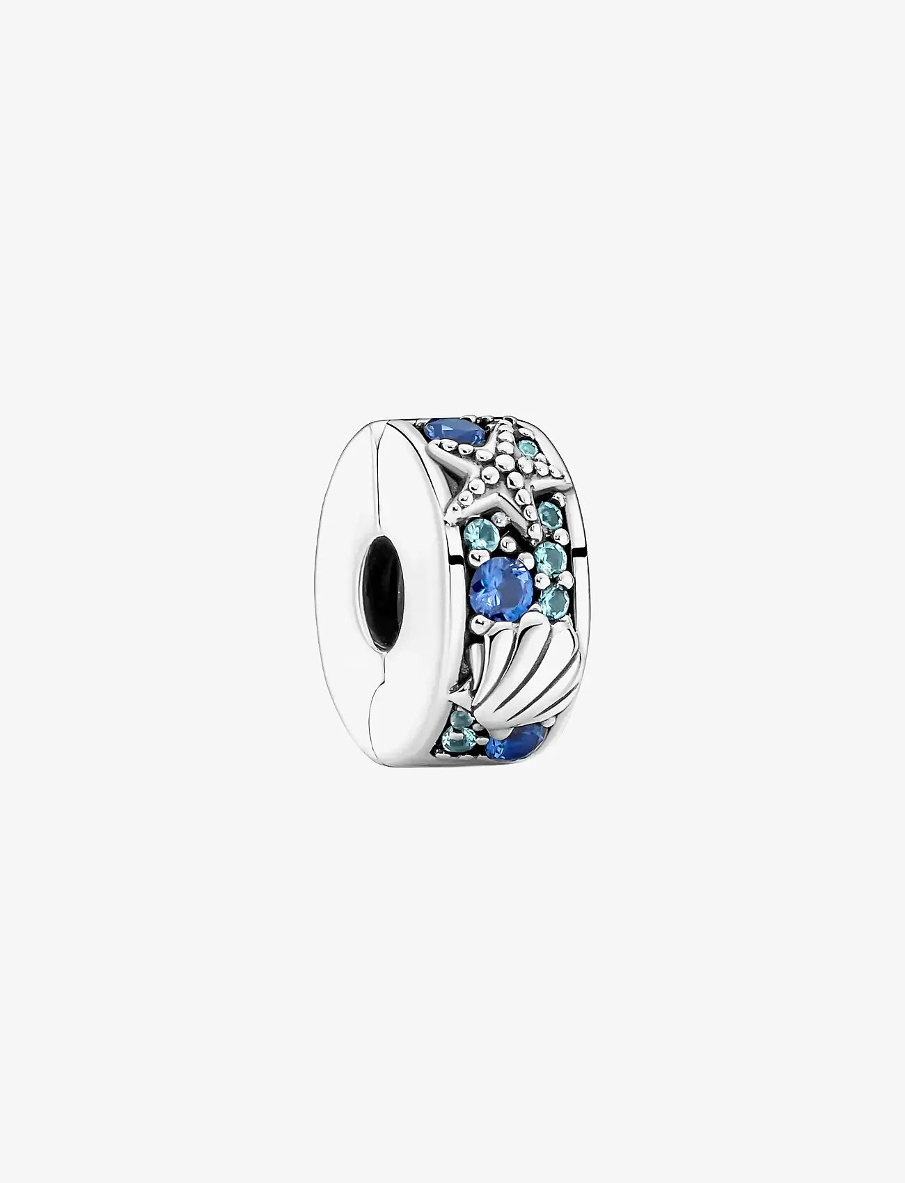 Pandora - Starfish and shell sterling silver clip with icy green, bleached aqua blue, stellar blue crystal and - vedhæng - blue - 1