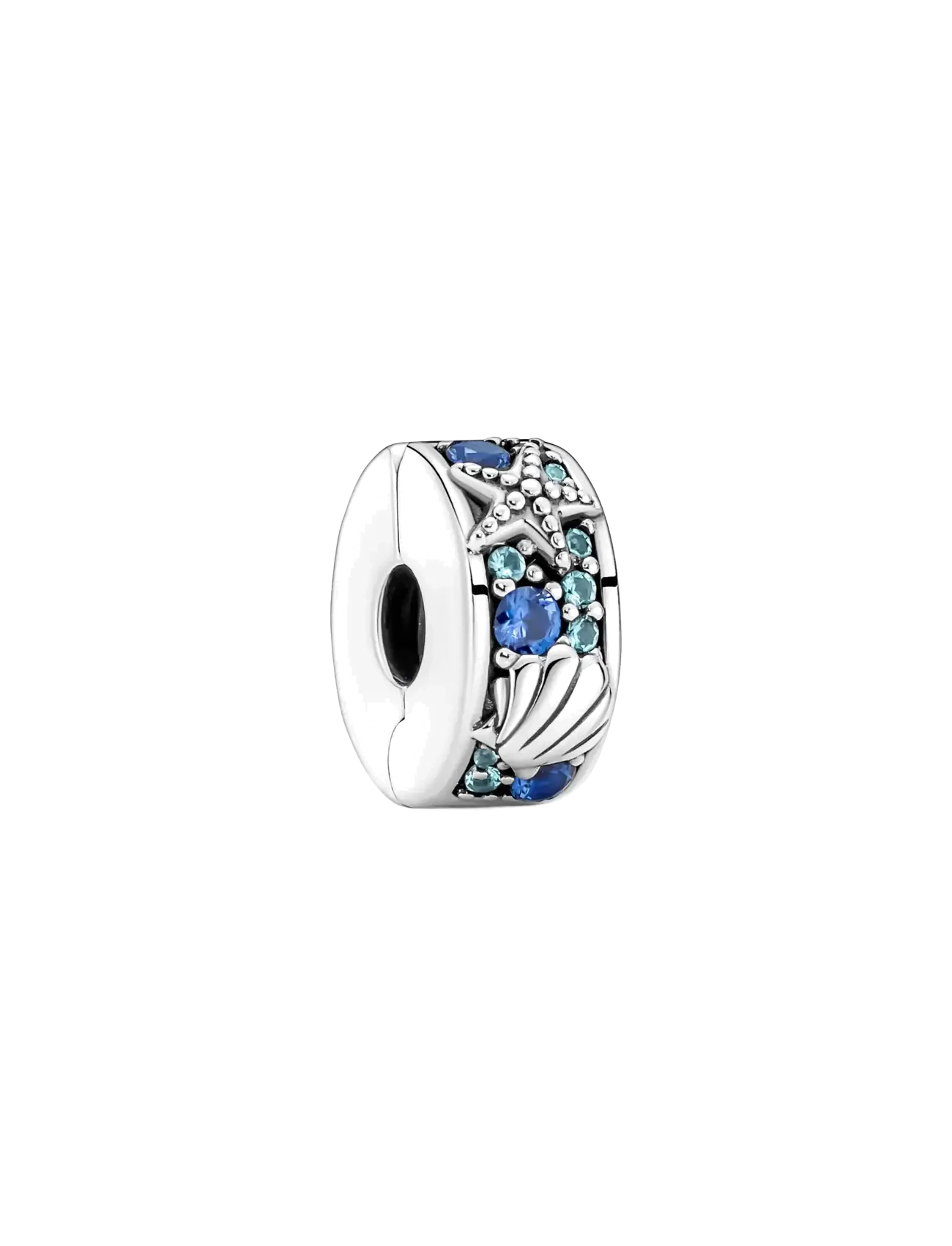 Pandora Starfish and shell sterling silver clip with icy green, bleached aqua blue, stellar blue crystal and - Charms - BLUE / blue
