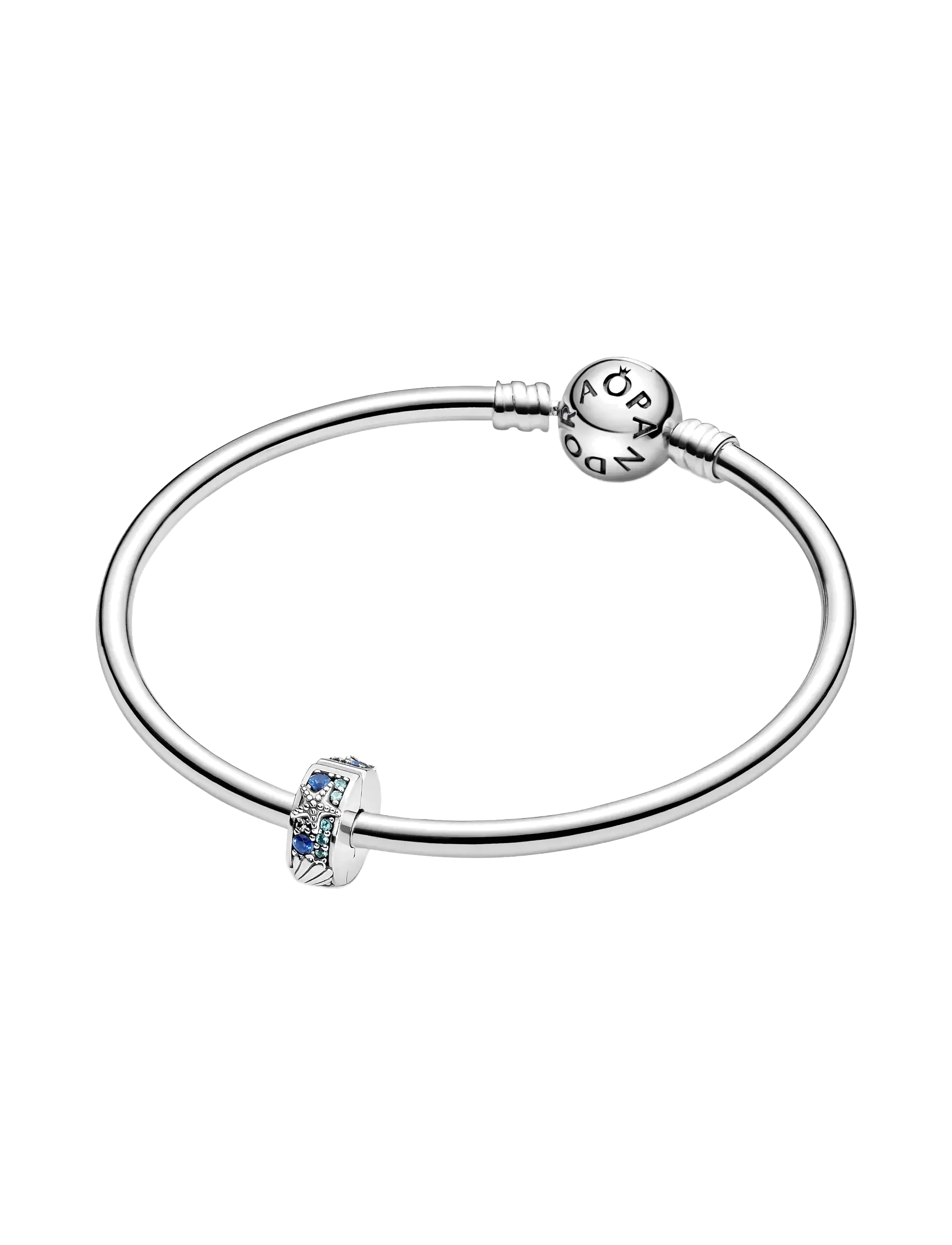 Pandora - Starfish and shell sterling silver clip with icy green, bleached aqua blue, stellar blue crystal and - pendentifs - blue - 2