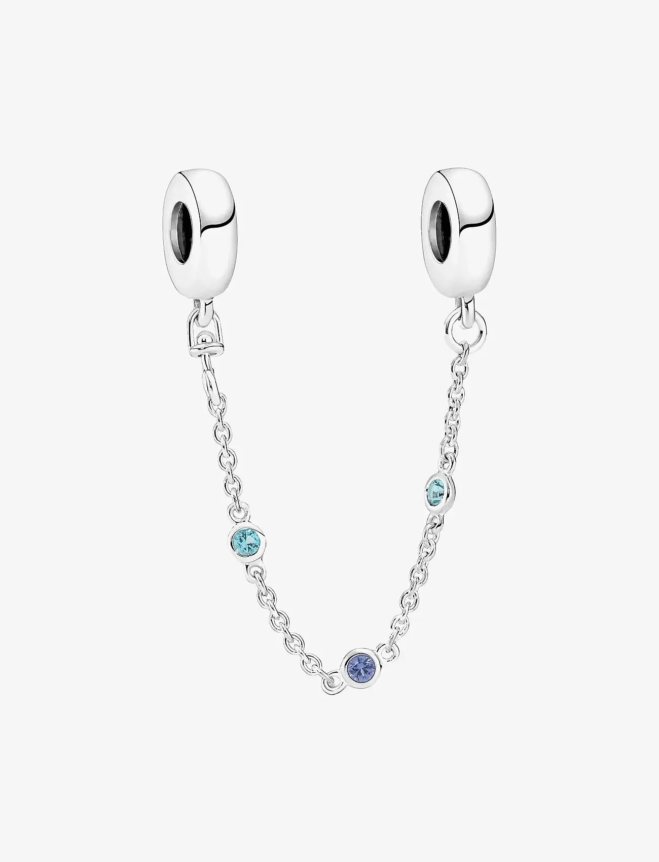 Pandora - Sterling silver safety chain with stellar blue and skylight blue crystal - vedhæng - no color - 1