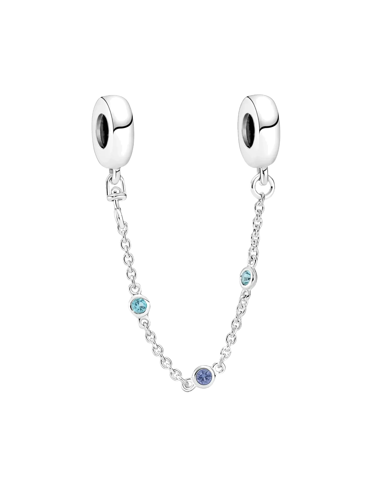 Pandora Sterling silver safety chain with stellar blue and skylight blue crystal - Charms - NO COLOR / undefined