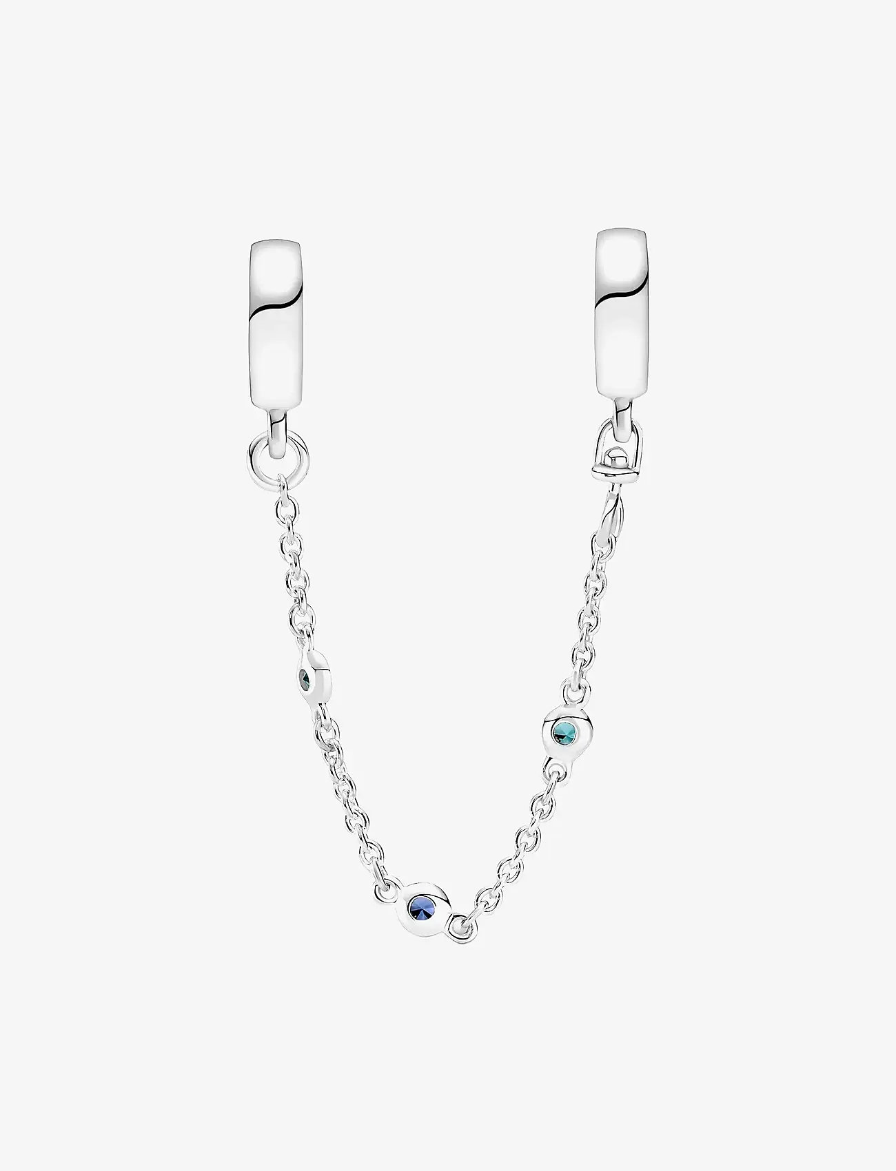 Pandora - Sterling silver safety chain with stellar blue and skylight blue crystal - vedhæng - no color - 2