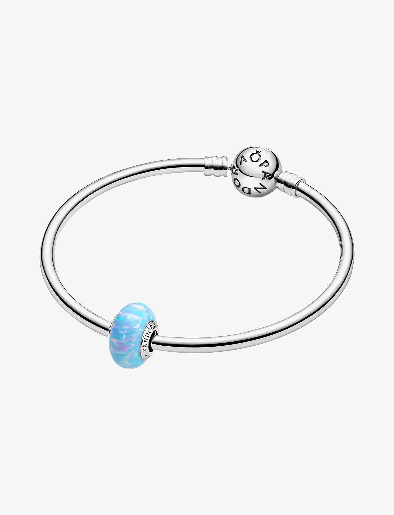 Pandora - Sterling silver charm with light blue lab-created opal - blue - 4