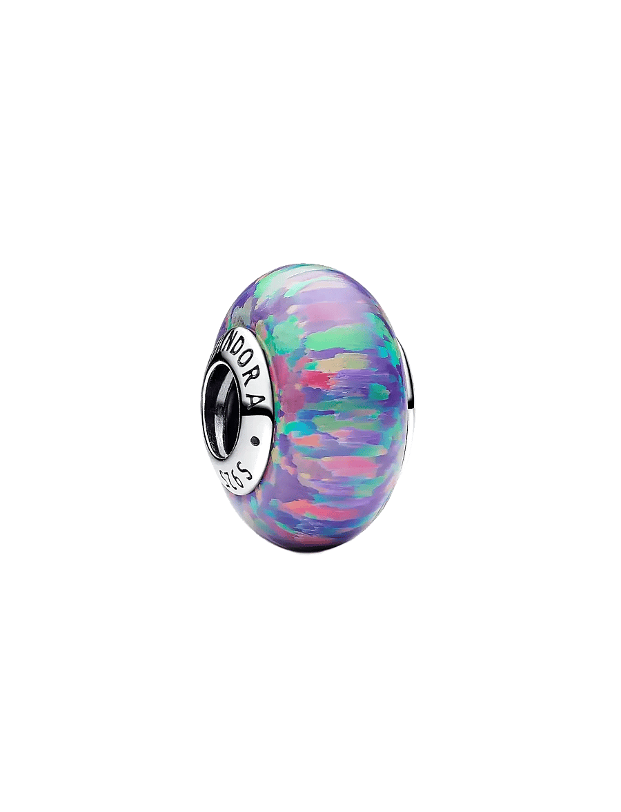 Pandora - Sterling silver charm with lavender purple lab-created opal - vedhæng - purple - 1