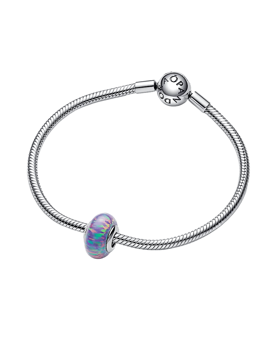 Pandora - Sterling silver charm with lavender purple lab-created opal - vedhæng - purple - 2