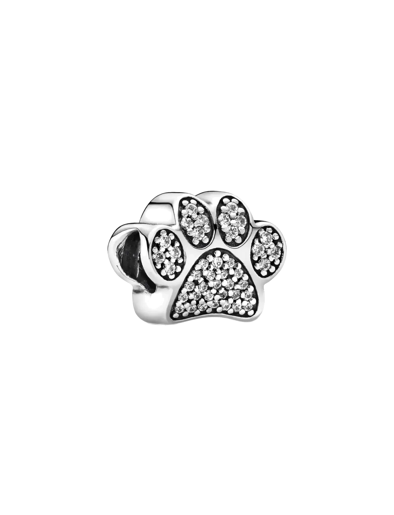Pandora Paw silver charm with cubic zirconia - Charms - CLEAR / undefined