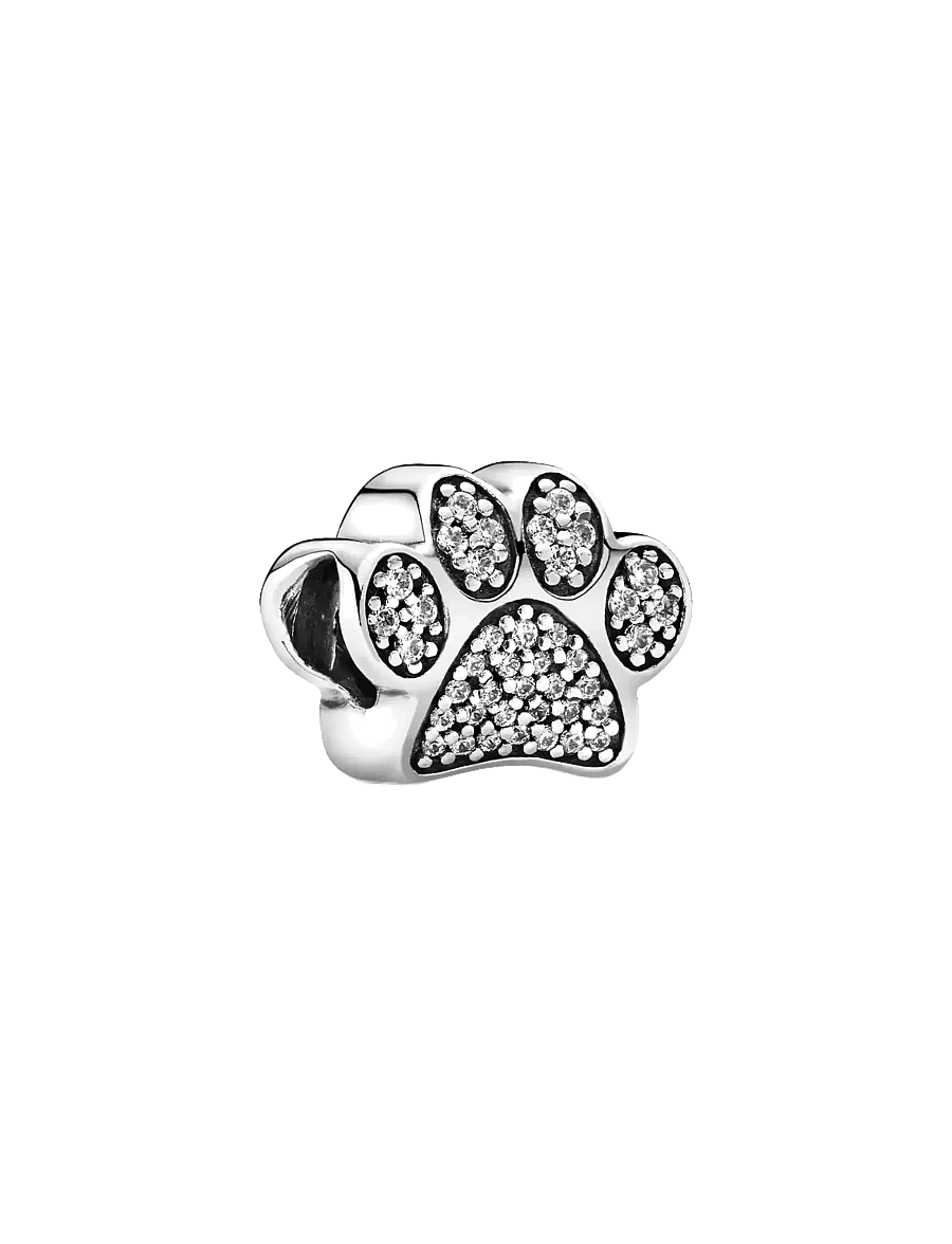Pandora - Paw silver charm with cubic zirconia - riipukset - clear - 1