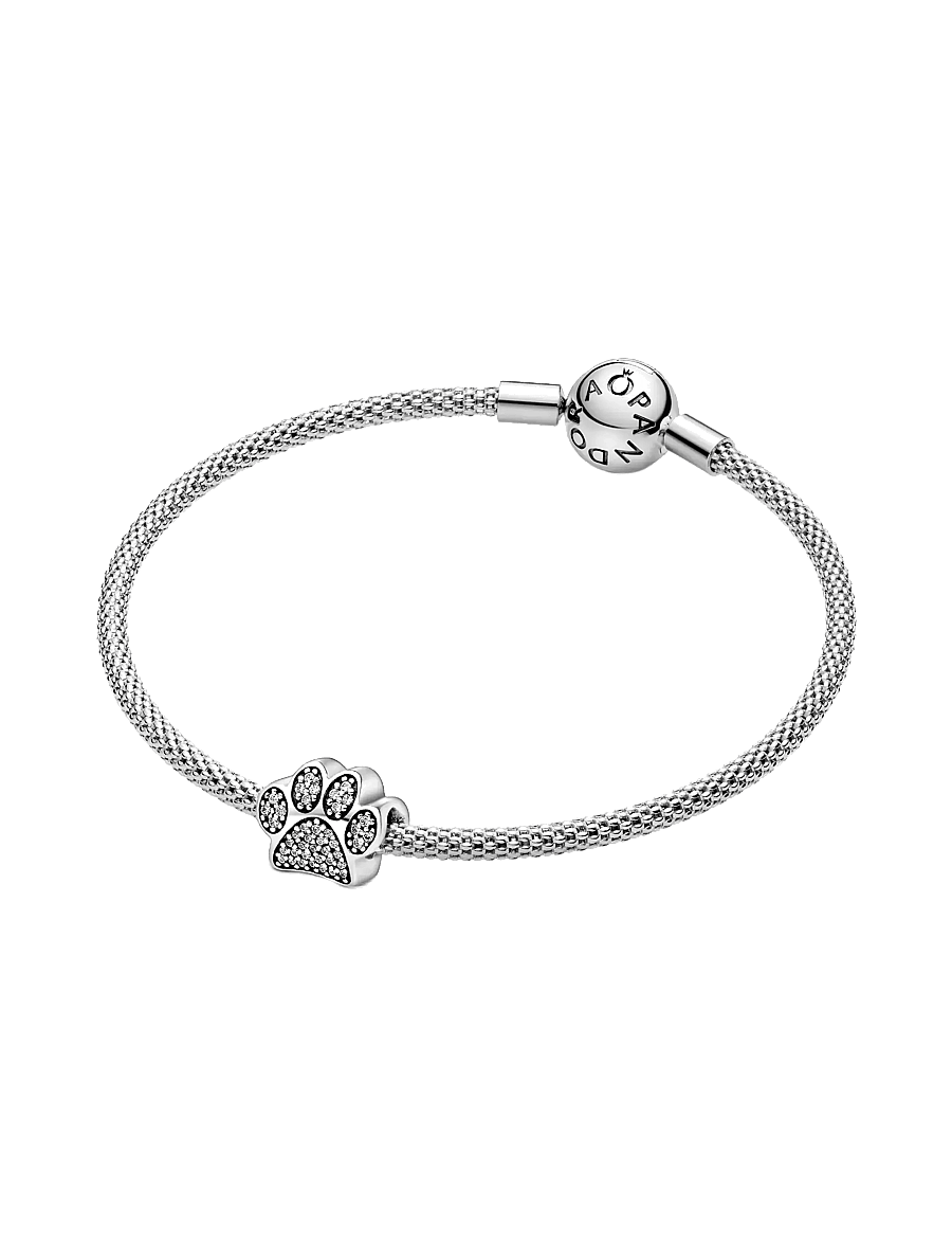 Pandora - Paw silver charm with cubic zirconia - riipukset - clear - 2